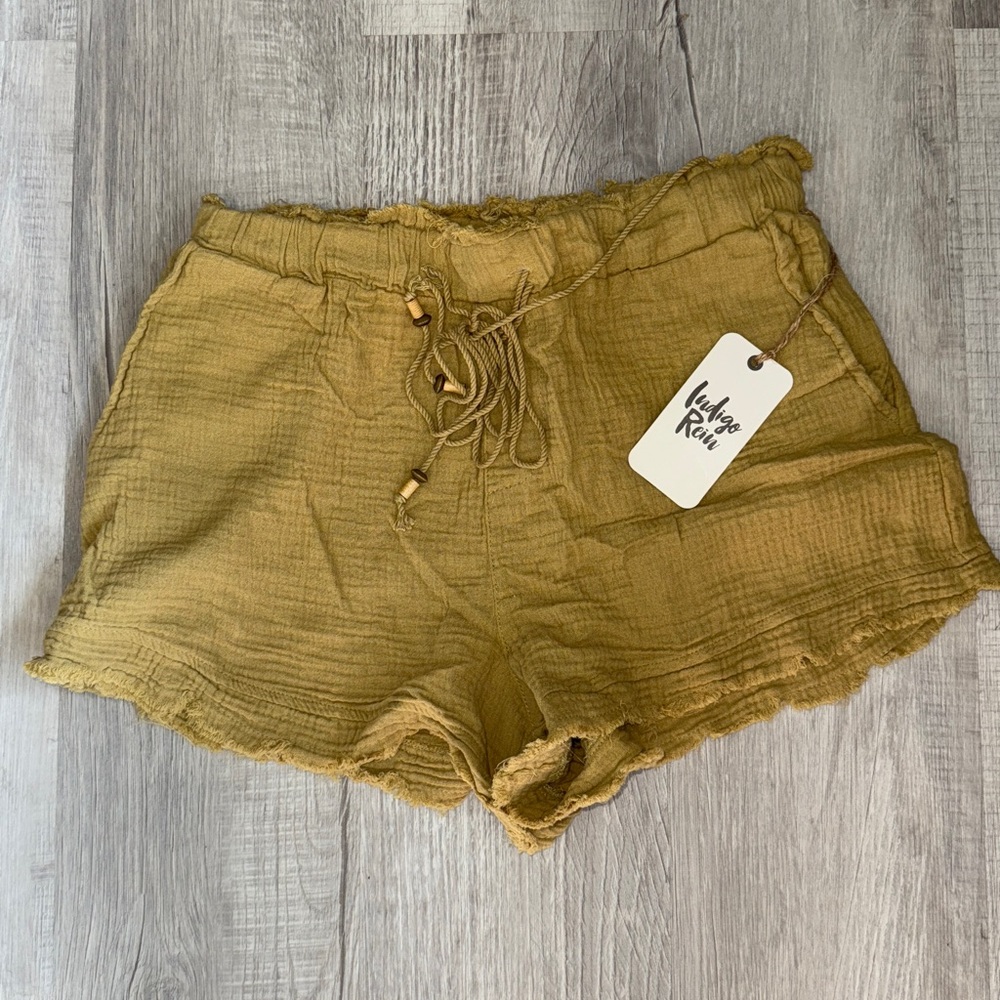 Indigo Rein Mustard Drawstring Shorts